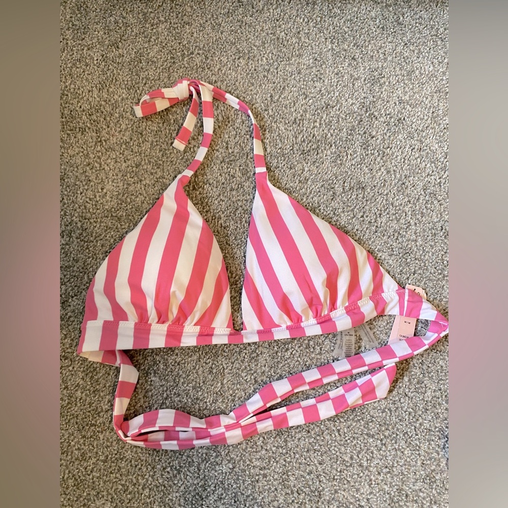 Victoria’s Secret Pink and White Striped Bikini Top M (bran new with tags)
